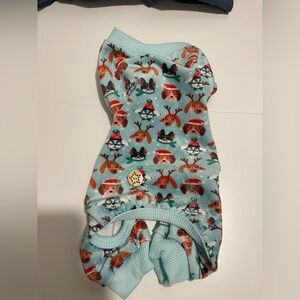 Unbranded Christmas Dog Pajamas Size XS Blue Dog & Cat Print